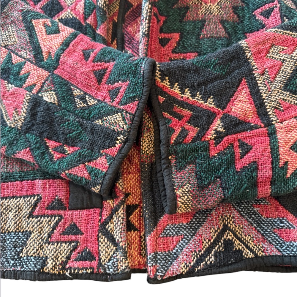 Flashback Raspberry Multi Aztec Southwestern Cropped Tapestry Jacket Vintage S - Picture 9 of 14
